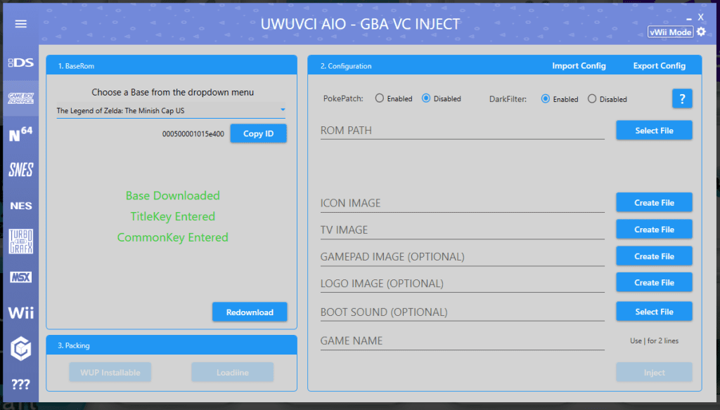 A screenshot showing how a file is configured in the UWUCVI tool.