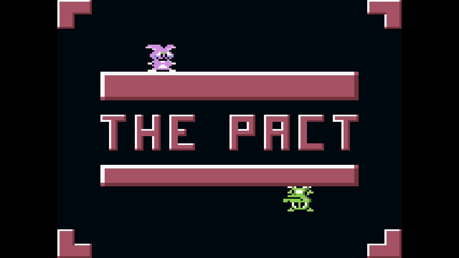 A screenshot showing the title screen of the game, "The Pact".