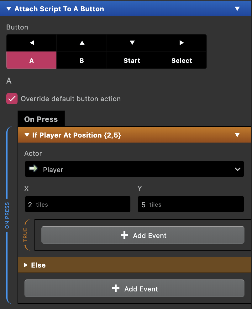 Using the Player at Position event to run a script for our cursor at different positions.