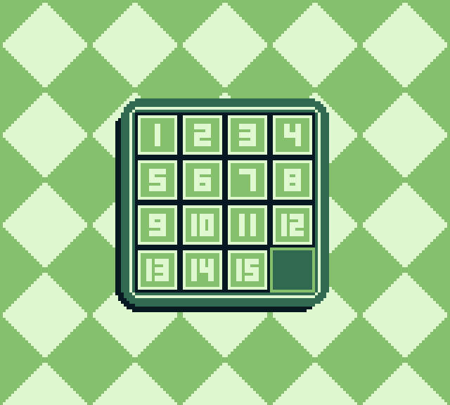 A finished example of the numbered puzzle tiles.