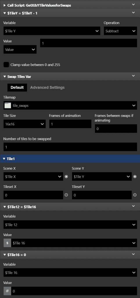 Configuring the Tile Swap plugin.