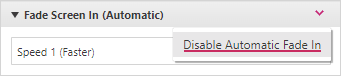 A screen shot showing how to disable automatic fade in.